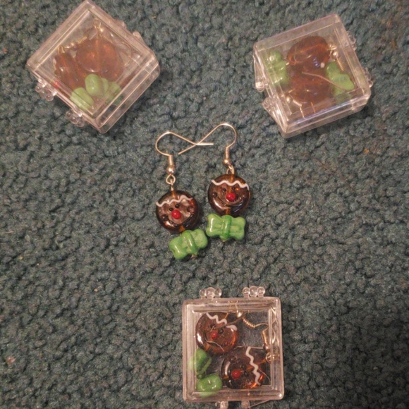 Homemade Glass Ginderbread Earrings - Picture 2 of 2